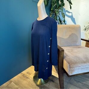 Stylish Navy Buttoned Tunic Top